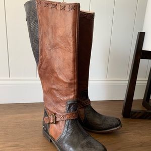 BEDSTU distressed, contrasting leather tall boots